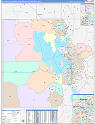 Salt Lake City Metro Area Wall Map Color Cast Style 2026